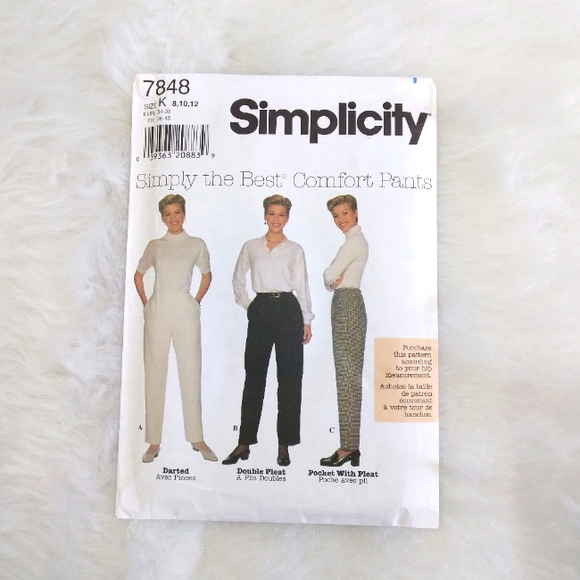 Vintage Simplicity 7848 Darted, pleated, or double pleat pants,  size 8-10-12 - Picture 1 of 6